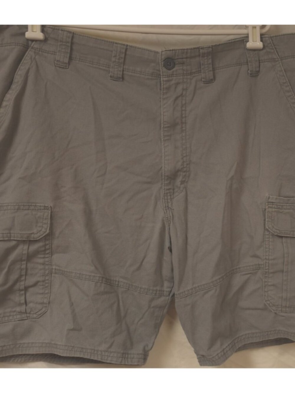 Wrangler Mens 44X10 Grey Relaxed Fit Utility Hike Outdoors Cargo Shorts